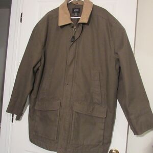 GH Bass Mens Field Canvas Jacket, Lined Coat w/Nubuck Leather Collar Sz: XXL